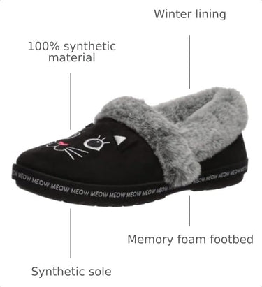 Skechers Women's Too Cozy-Meow Pajamas Slipper, Black, Size 7.5