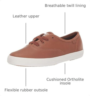Keds Women's Champion Slip on Leather Sneaker, Cognac, Size 8.5 M