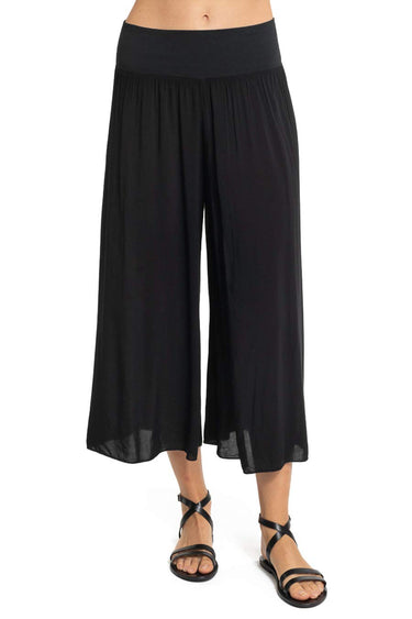 Hard Tail Flat woman Waist Boho Capris in Rayon Voile Black M Hard Tail