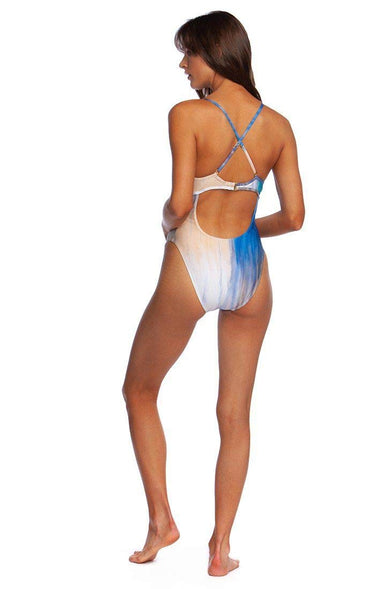 BCBG MAXAZRIA Women's Standard Shirred Plunge Crossback One Piece Swimsuit 8 BCBGMAXAZRIA