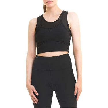 PUMA womens Studio Layered Crop Top TShirt, Puma Black, XSmall US PUMA