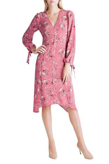 Kensie Women's Charmed Bouquets Midi Dress Dress, Vintage Rose Combo, Small Kensie