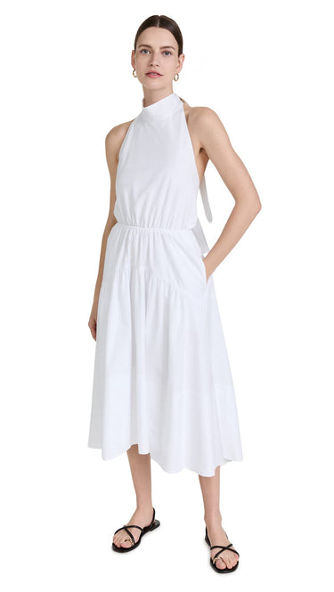 Vince Draped Neck Halter Womans Dress Optic White Size M Vince
