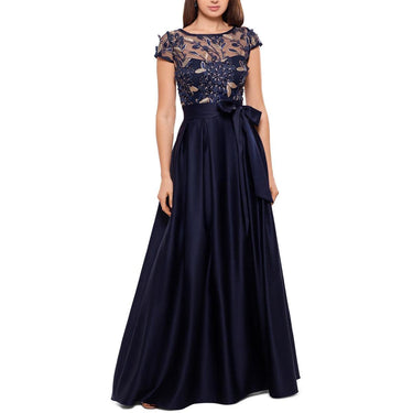 Xscape Embroidered Cap Sleeve with Ballgown Skirt Navy/Gold 16 Xscape