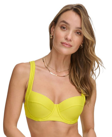 DKNY Women's Molded Underwire Bikini Top (Fluro Yellow, X-Large) DKNY