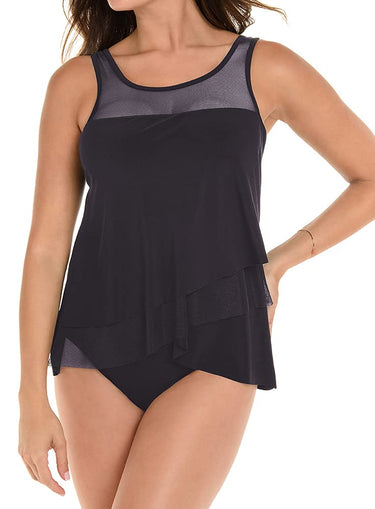 Miraclesuit Women's DD-Cup Underwire Bra Mesh Inset Tankini Midnight, 18DD Miraclesuit