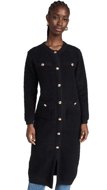Line & Dot Women's Ivy Boucle Cardigan, Black, M Line & Dot