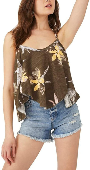 Free People Hey Girl Cotton Tank Top, Army Combo, Small Free People