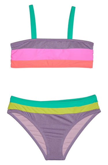 Beach Lingo Womens Sparkle Beach Bandeau Set (Big Kids) Lilac 8 Beach Lingo