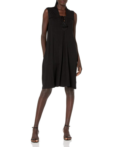 Tribal Women's Sleevless Jersey Dress w/Pkts, Black, S Tribal