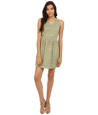 Kensie Women's Soft Textured Geo Dress, Dusty Olive, Medium kensie