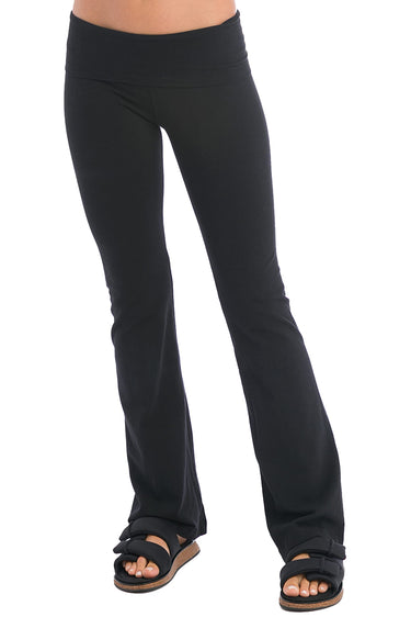 Hard Tail Rolldown Bootleg Flare Pants in Cotton Spandex Black size S Hard Tail