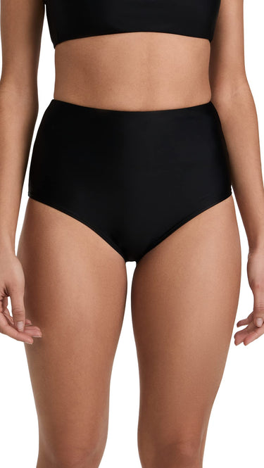 Madewell Women's Second Wave Retro High-Waisted Bikini Bottoms, True Black, L Madewell
