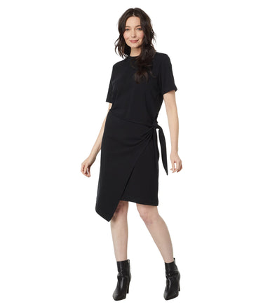Vince Womens S/S Side TIE Dress, Black, Size XS Vince