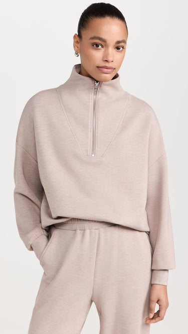 Varley Women's Hawley Half Zip Sweat, Taupe Marl, S