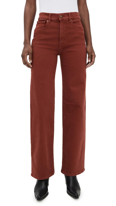 Madewell Women's Perfect Vintage Wide Leg Jeans in Garment Dye, Deep Redwood, 26 Madewell