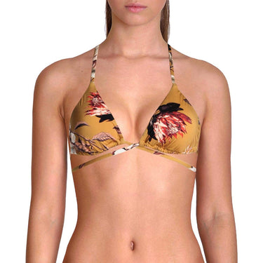 BCBG Womens Desert Flower Strappy Triangle Top Gold 2 BCBGMAXAZRIA