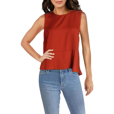 BCBGMAXAZRIA Womens Peplum Asymmetric Blouse Orange XS BCBGMAXAZRIA