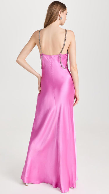 L'AGENCE Women's Majesty Dress with Chain, Magenta Pink, 2