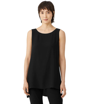 Eileen Fisher Woman Bateau Neck Long Shell Black XS Eileen Fisher