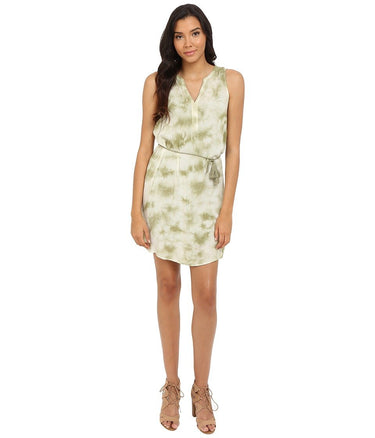 Kensie Women's Tie-Dye Rayon Dress, Dusty Olive Combo, Large kensie