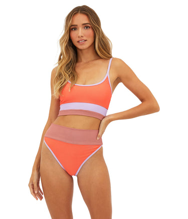 Beach Riot Women's Eva Bikini Top, Sundazed Color Block, Purple, S Beach Riot