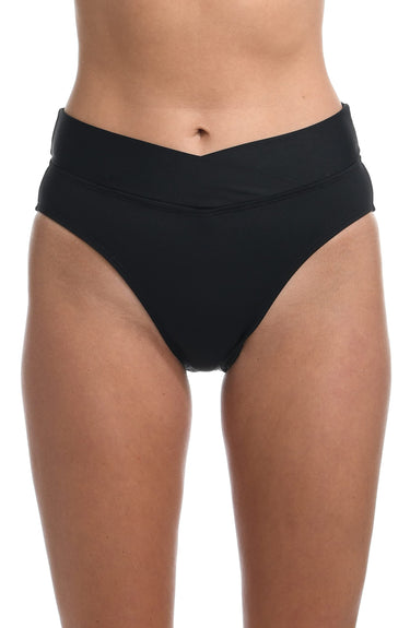 La Blanca Women's Cross Over High Waist Bikini Swimsuit Bottom, Black Size 10 La Blanca