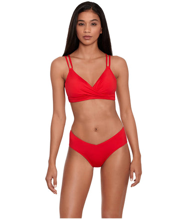 Lauren Ralph Lauren Beach Club Solid Mid-Rise V-Front Bottoms Red 6 Lauren Ralph Lauren