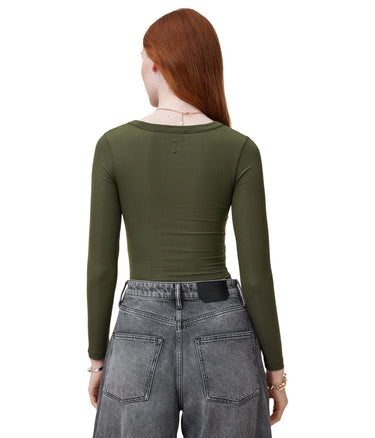 AllSaints Women's Top Bec Ls Tee Grape Leaf Green L