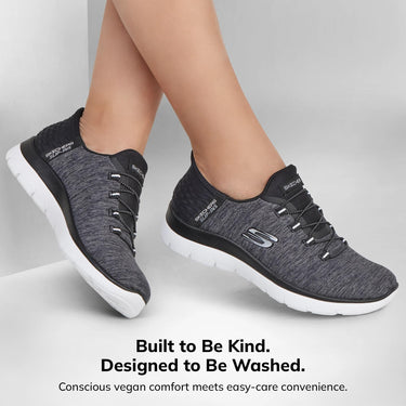 Skechers Women's Summits Hands-Free Slip-Ins Sneaker, Black White, 11 W