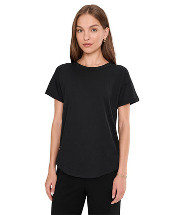 Madewell Women's Whisper Cotton Rib Crewneck Tee, Black, S Madewell