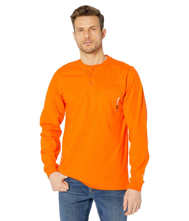 Timberland MEN PRO FR Cotton Core Long Sleeve Henley with Pocket Blaze Orange S Timberland PRO