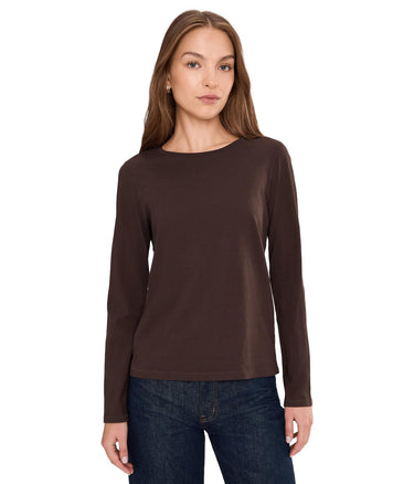 Madewell Women's Northside Long Sleeve Tee, Dark Carob, Small Madewell