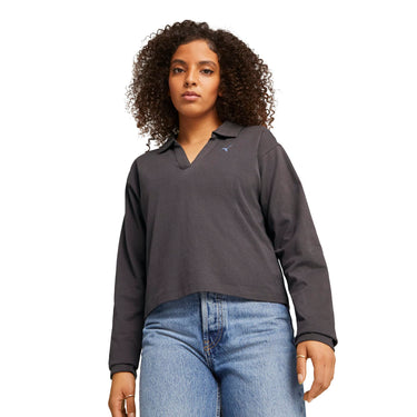 PUMA Women's Better Sportswear Long Sleeve Polo, Flat Dark Gray, X-Large PUMA