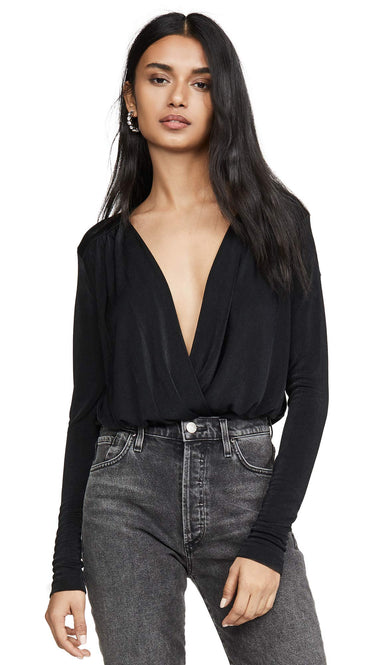 Free People Women's Turnt Thong Bodysuit, Black, L Free People