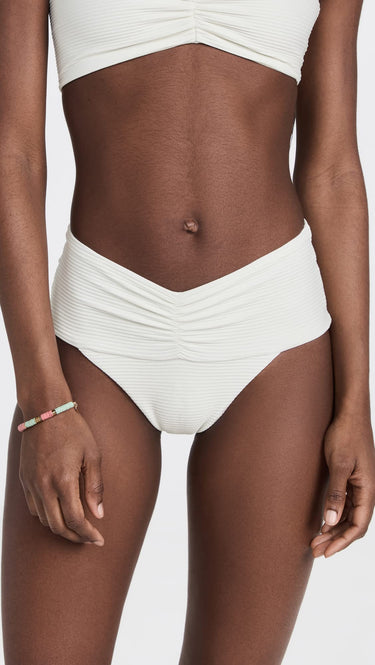 L*Space Eco Chic Econyl Bardot Bikini Bottom for Women, Cream, S L*Space