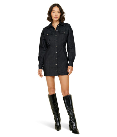 line and dot Mora Button-Down Dress Charcoal XS line and dot