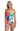 La Blanca Womens Rouched Mio One Piece Swimsuit, Multi Electric Shore Size 6 La Blanca