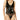 BCBGMAXAZRIA Women's Faux Leather Bodysuit With Mesh Panels, Black, X-Small BCBGMAXAZRIA