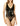 BCBGMAXAZRIA Women's Faux Leather Bodysuit With Mesh Panels, Black, X-Small BCBGMAXAZRIA