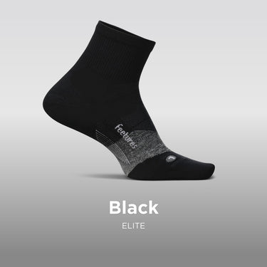 Feetures Elite Light Cushion Quarter Sock, New Black, L, 1 Pair