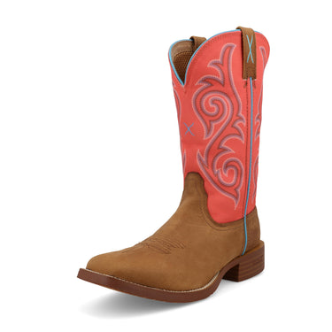 Twisted X Women's 11" Tech X Boot Wide Square Toe Distressed Saddle & Salmon 6 B Twisted X