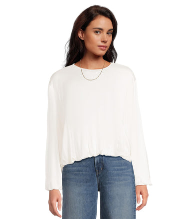 Madewell Womens, Peach Long Sleeve Bubble Shirt, Winter White, 2 Madewell