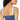 BCBG Womens Block Party Color Block Bralette Top Navy MD BCBG