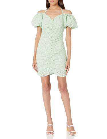 BCBGeneration Women's Eyelet Halter Dress, Mint, 6 BCBGeneration