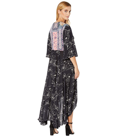 Tribal 3/4 Sleeve High-Low Wrap Dress Navy MD Tribal
