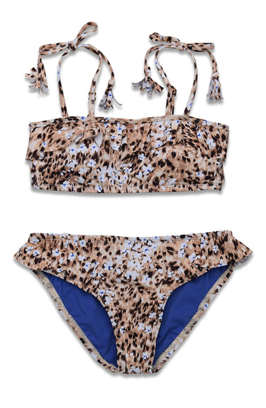 Hobie Girls' Ruffle Straight Bandeau Bikini Top & Ruffle Hipster Bottom 16 Hobie