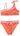HOBIE GIRL'S One Shoulder Bralette and Sash Hipster Swimsuit Set Coral Hobie