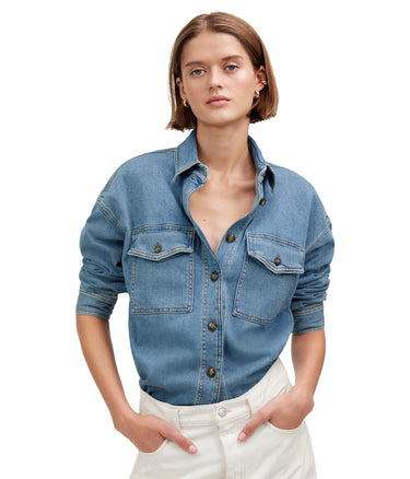 Madewell Womens Mushy Long Sleeve Shirt in Blissfield Wash Blissfield Wash XXL Madewell