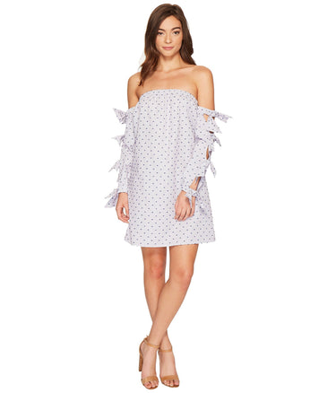 CeCe Kellan - Off Shoulder Tie Sleeve Marina Blue 10 CeCe